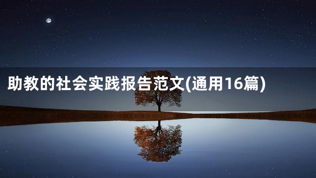 助教的社会实践报告范文(通用16篇)