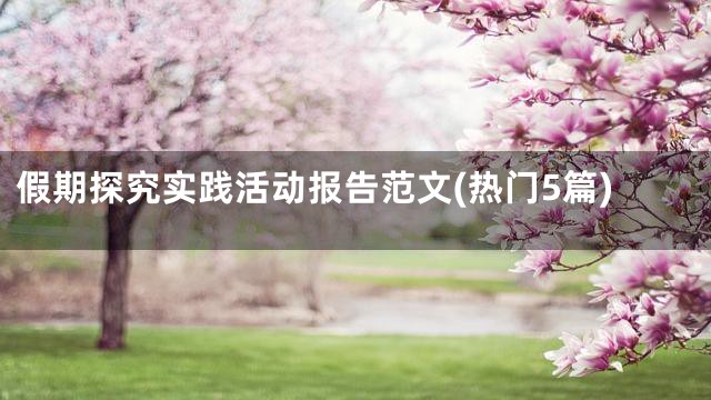 假期探究实践活动报告范文(热门5篇)
