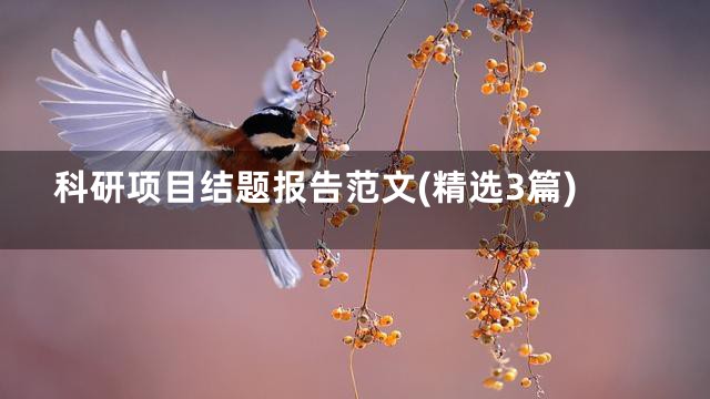 科研项目结题报告范文(精选3篇)