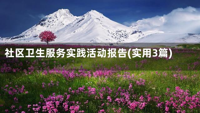 社区卫生服务实践活动报告(实用3篇)