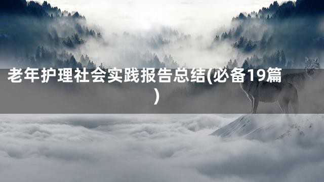 老年护理社会实践报告总结(必备19篇)