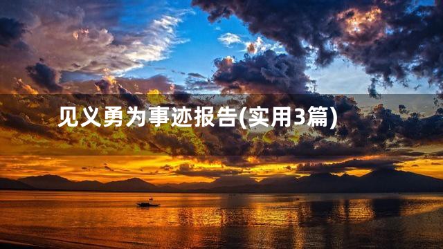 见义勇为事迹报告(实用3篇)