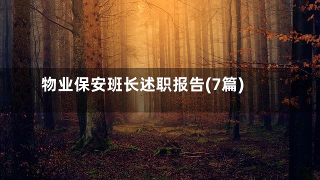物业保安班长述职报告(7篇)
