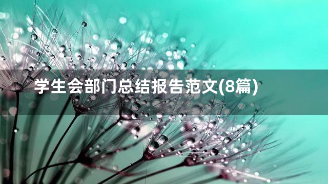学生会部门总结报告范文(8篇)