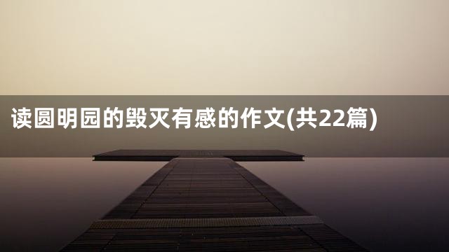 读圆明园的毁灭有感的作文(共22篇)