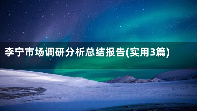 李宁市场调研分析总结报告(实用3篇)