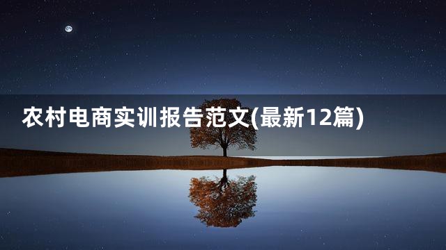 农村电商实训报告范文(最新12篇)