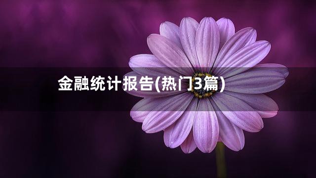 金融统计报告(热门3篇)