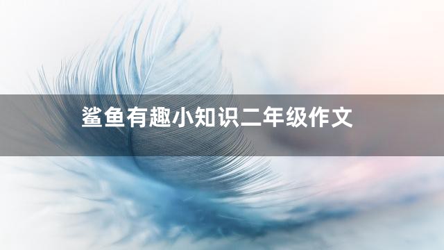 鲨鱼有趣小知识二年级作文