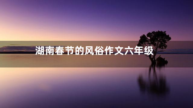 湖南春节的风俗作文六年级