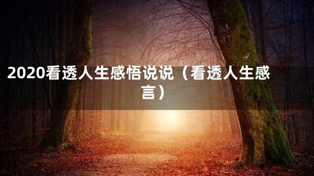 2020看透人生感悟说说（看透人生感言）
