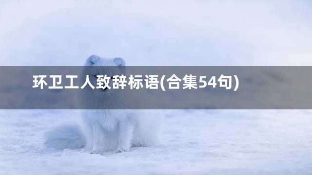 环卫工人致辞标语(合集54句)