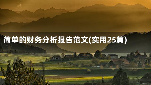 简单的财务分析报告范文(实用25篇)