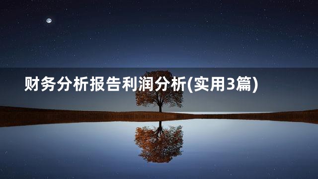 财务分析报告利润分析(实用3篇)