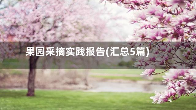 果园采摘实践报告(汇总5篇)