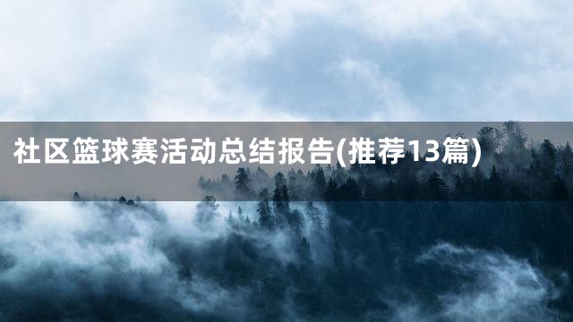 社区篮球赛活动总结报告(推荐13篇)