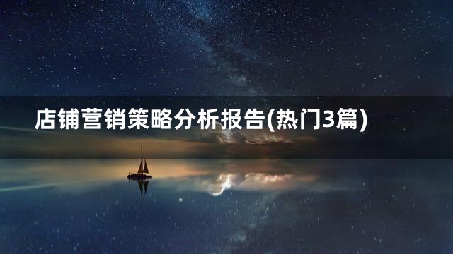 店铺营销策略分析报告(热门3篇)