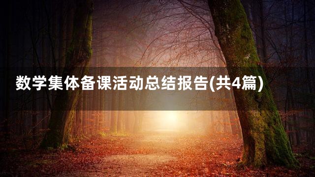 数学集体备课活动总结报告(共4篇)