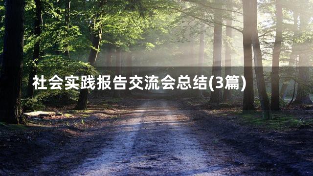 社会实践报告交流会总结(3篇)