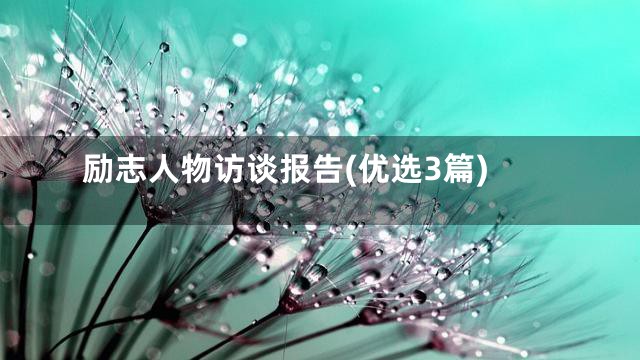 励志人物访谈报告(优选3篇)